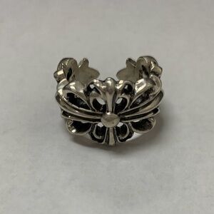 Chrome Hearts Silver Floral Cross Open Band Ring